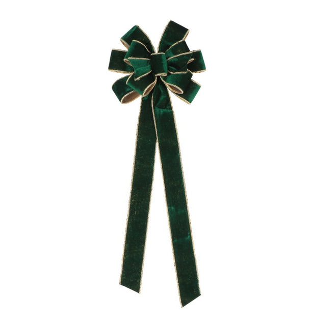 Velluto con fiocco verde oro 78 cm