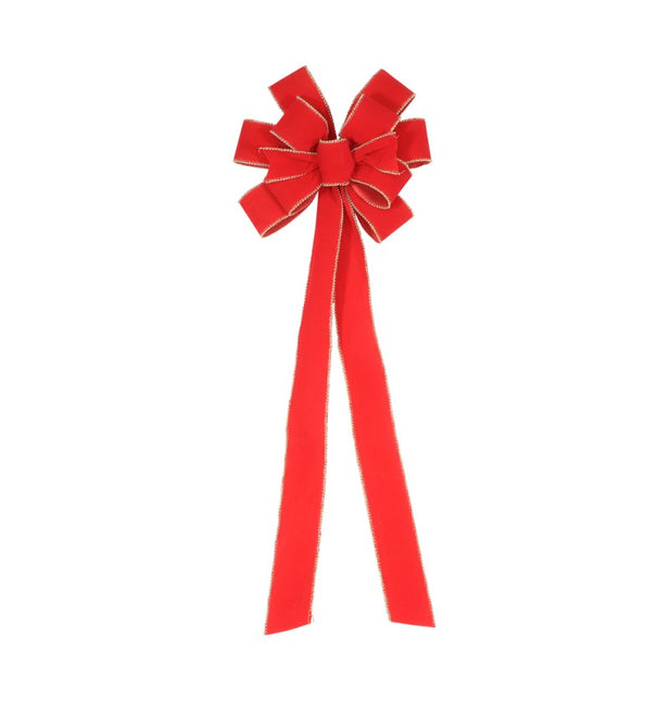 Velluto rosso con fiocco oro 78 cm