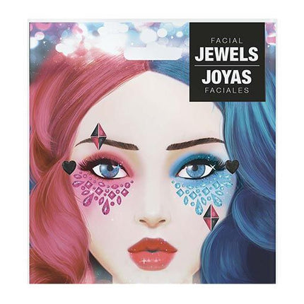 Gioielli con adesivi per il viso rosa e blu