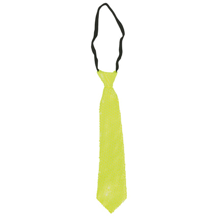 Cravatta giallo neon glitterata 37 cm
