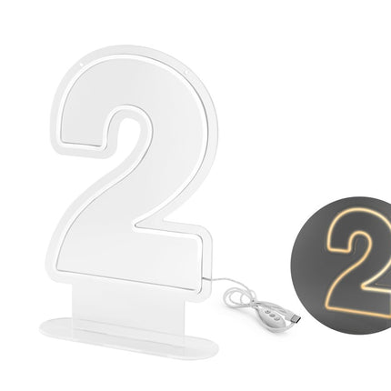 2 Licht Cijfer Wit 50cm van Partydeco koop je bij Partywinkel