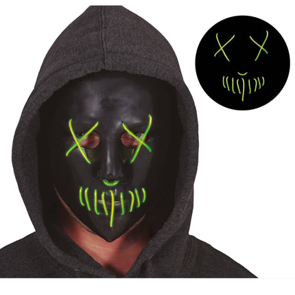 Maschera di Halloween verde nera con luce