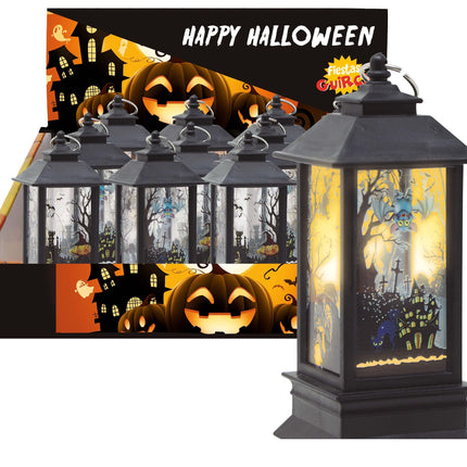 Lanterna di Halloween nera con luce 12,5 cm