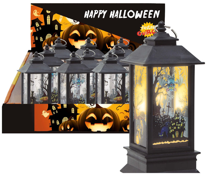 Lanterna di Halloween nera con luce 12,5 cm