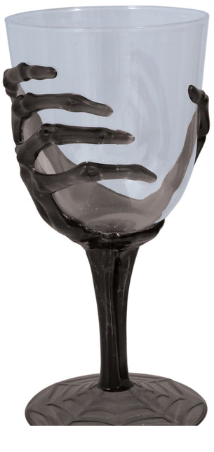 Bicchiere da vino Halloween Mano di scheletro 18,5 cm