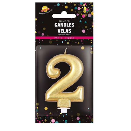 Candela oro 2 anni metallizzata 8 cm