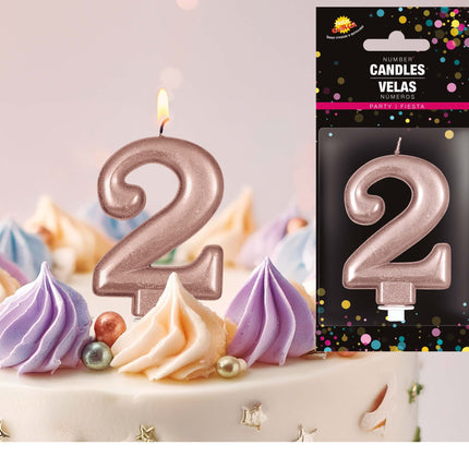 Candela oro rosa 2 anni 8 cm