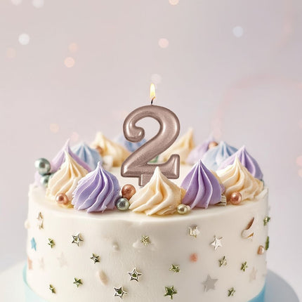 Candela oro rosa 2 anni 8 cm