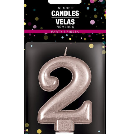 Candela oro rosa 2 anni 8 cm