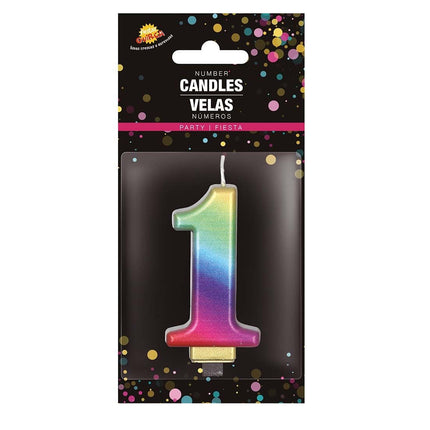 Candela Arcobaleno 1 Anno Metallica 8cm