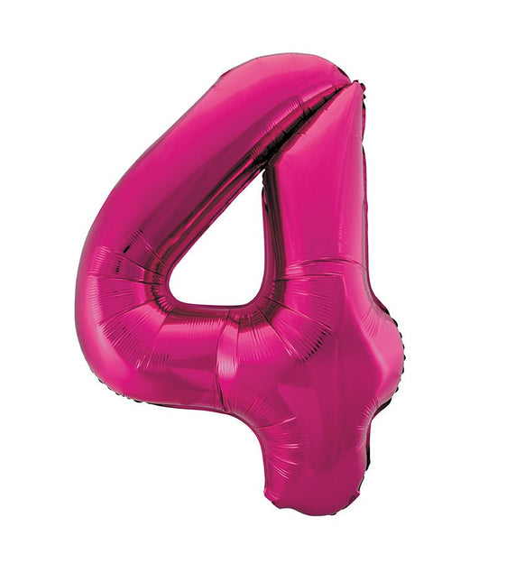 4 Jaar Cijfer Ballon Fuchsia Leeg 86cm van Unique koop je bij Partywinkel
