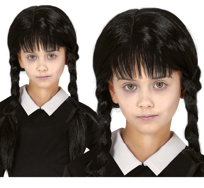 Parrucca nera con trecce bambino