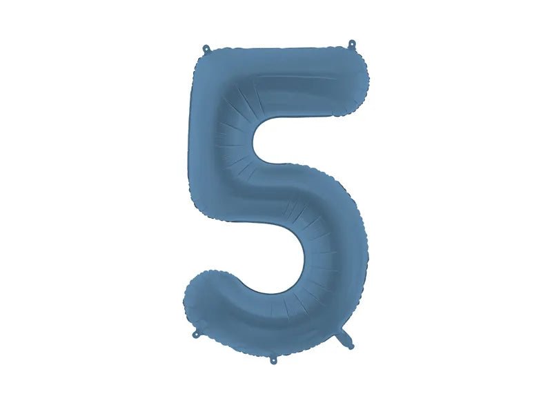 5 Jaar Cijfer Ballon Blauw Mat Leeg 86cm van Partydeco koop je bij Partywinkel