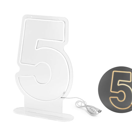 5 Licht Cijfer Wit 50cm van Partydeco koop je bij Partywinkel