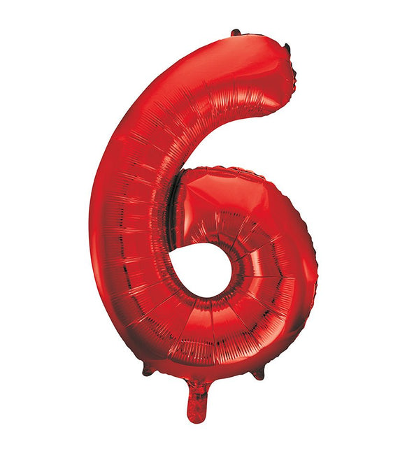 6 Jaar Cijfer Ballon Rood Leeg 86cm van Unique koop je bij Partywinkel