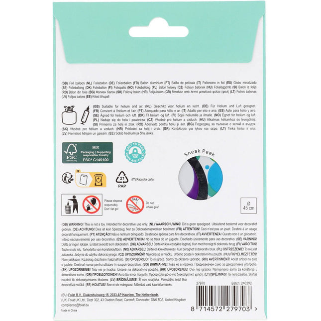 70 Jaar Helium Ballon Leeg 45cm van Folat koop je bij Partywinkel