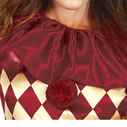 Costume di Halloween da clown horror da donna rosso oro