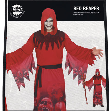 Costume di Halloween da mietitore rosso per uomo