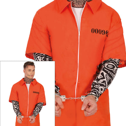 Costume di Halloween da prigioniero arancione da uomo