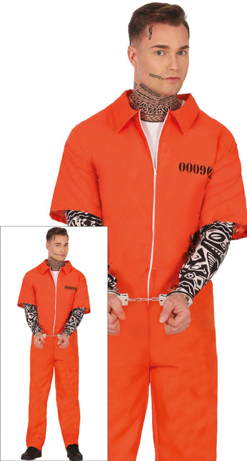 Costume di Halloween da prigioniero arancione da uomo