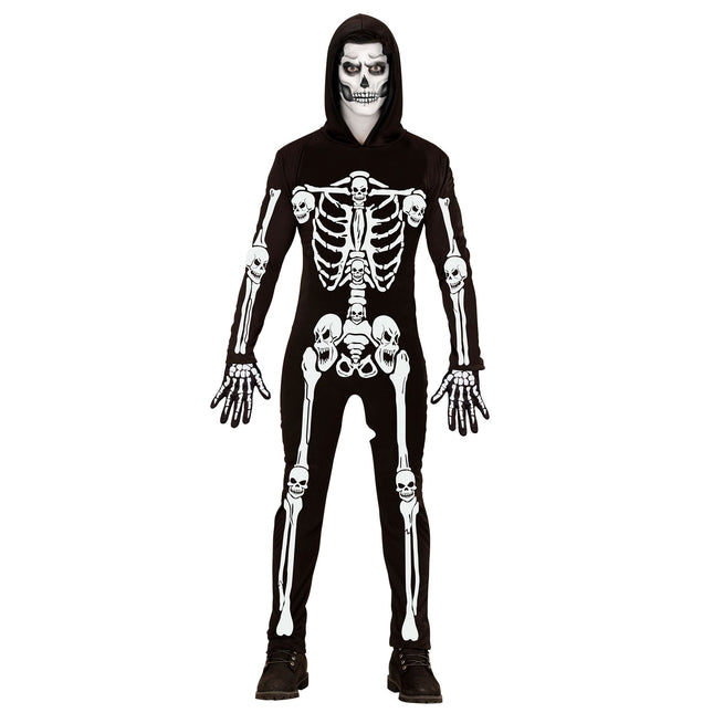 Costume Halloween Uomo Nero Bianco Scheletro