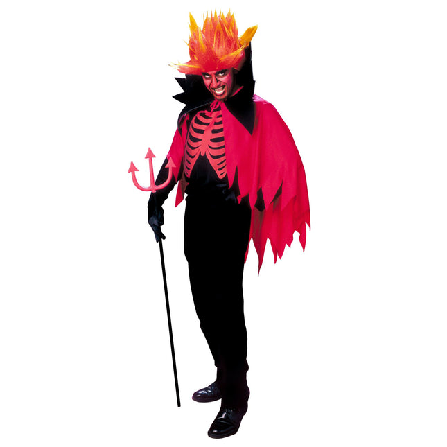 Costume di Halloween Rosso Nero da Uomo Spaventoso Diavolo