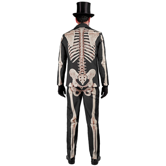 Costume Halloween Uomo Bianco Nero Scheletro 2 pezzi