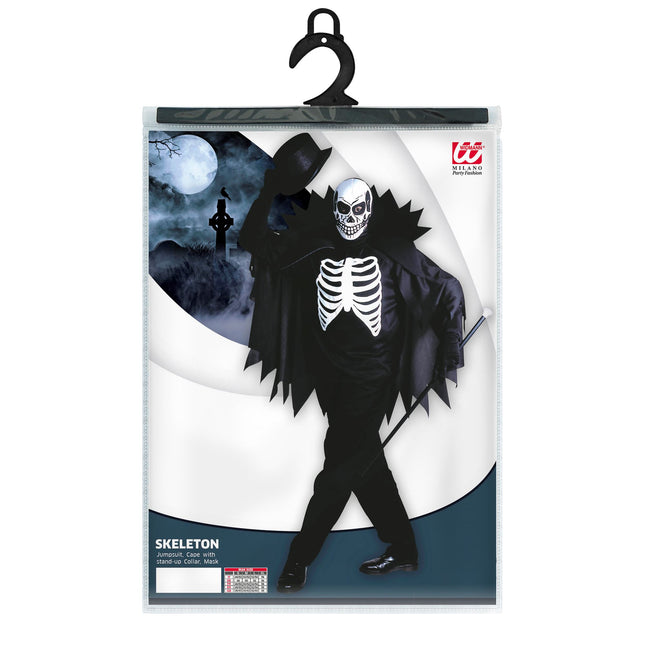Costume Halloween Scheletro Bianco Nero