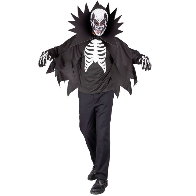 Costume Halloween Scheletro Bianco Nero