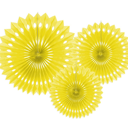 Ventagli di carta gialli da 20 cm 3 pezzi