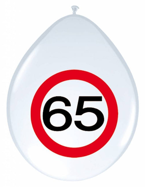 Ballonnen 65 Jaar Verkeersbord 30cm 8st van Folat koop je bij Partywinkel