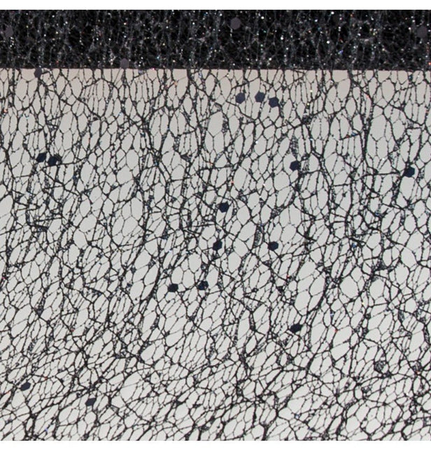 BLACK GLITTERED TABLE RIBBON 10CM X 5M van CHAKS koop je bij Partywinkel