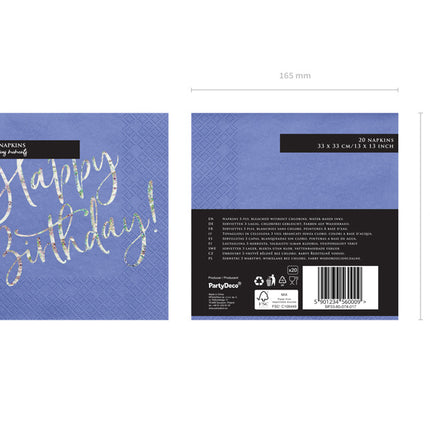 Tovaglioli Buon Compleanno Blu 33cm 20pz