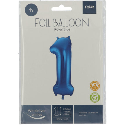 Palloncino Foil Figura 1 Blu Metallizzato XL 86cm Vuoto