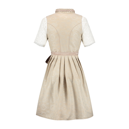 Rosa Bianco Crema Abito Dirndl Oktoberfest Donna Jaquard