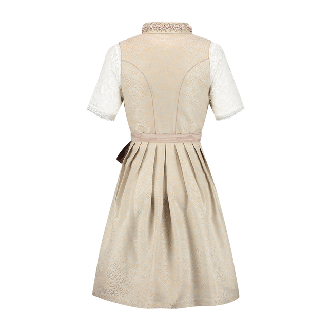Rosa Bianco Crema Abito Dirndl Oktoberfest Donna Jaquard