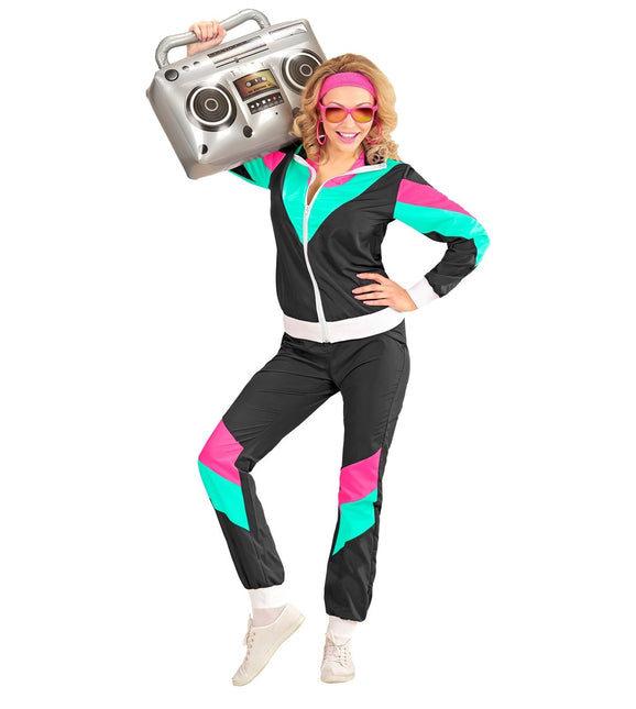 Neon 80S Tuta da ginnastica difettosa nera