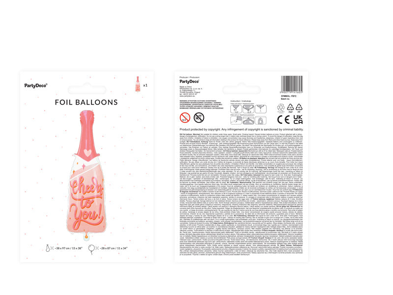 Palloncino ad elio Cheers To You vuoto 97 cm