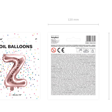 Palloncino in foil Lettera Z Oro Rosa Vuoto 35cm