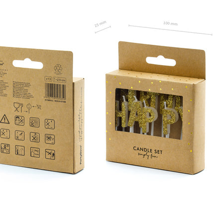 Candele Buon Compleanno Oro 2,5 cm 13 pezzi