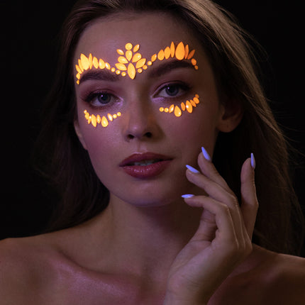 Moon Glow Neon UV Gioielli per il Viso Arancione Intenso