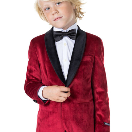 Blazer in velluto rosso bordeaux Ragazzo <tc>OppoSuits</tc>