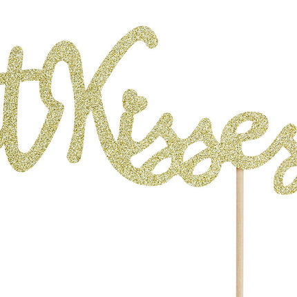 Cake topper Sweet Kisses Gold 16cm