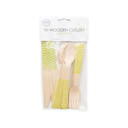 Set di posate in legno verde lime 18 pezzi
