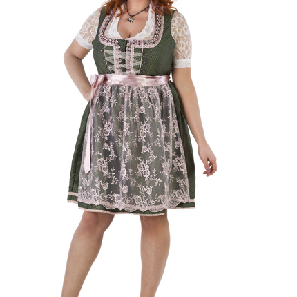 Bianco Verde Abito Dirndl Oktoberfest Donna 2 Pezzi