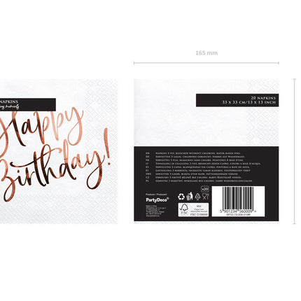 Tovaglioli Buon Compleanno Bianco 33cm 20pz