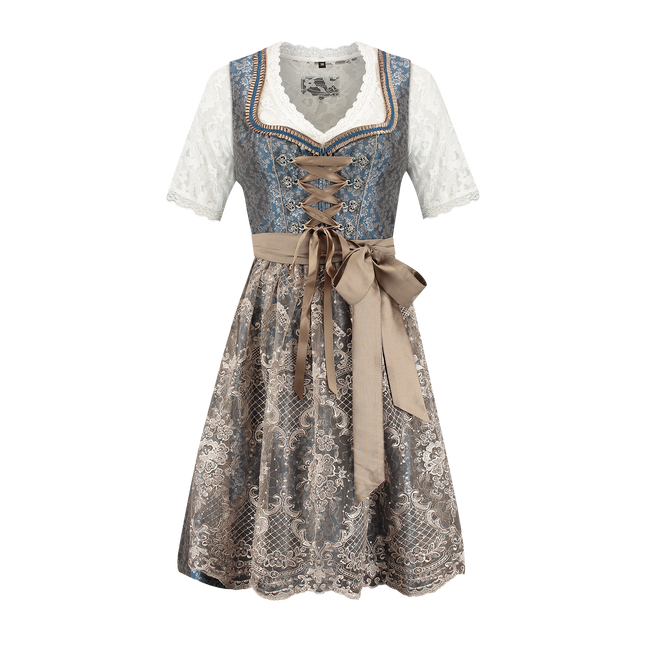 Abito Dirndl Bianco Blu Oktoberfest Rosa Donna