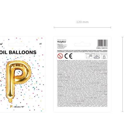 Palloncino in foil Lettera P Oro Vuoto 35cm