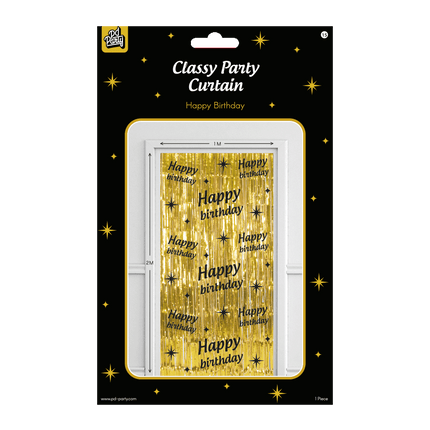 Tenda per porta Happy Birthday Oro Nero