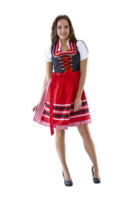 Abito Dirndl Rosso Bianco Oktoberfest Donna a scacchi